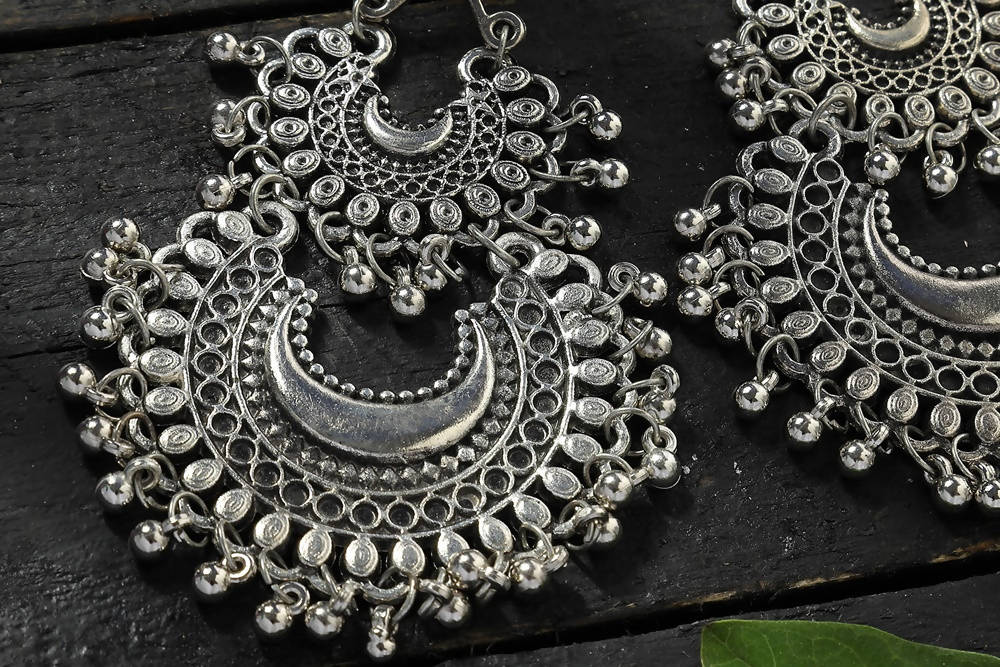 Mominos Fashion Johar Kamal Silver-Plated Chandbali Earrings For Women - Distacart