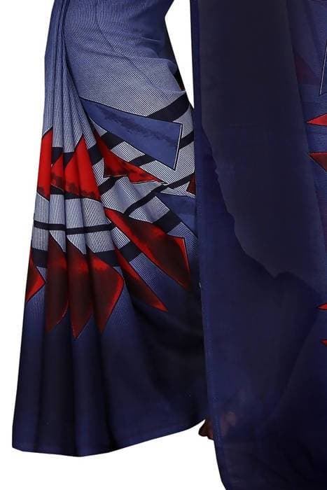 Vamika Navy Georgette Printed Contemporary Saree (SKODA NAVY)