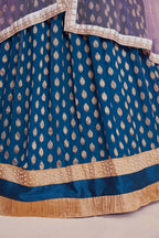 Teal Blue Zari Weaving Work Georgette Banarasi Lehenga Choli - Jihu Culture