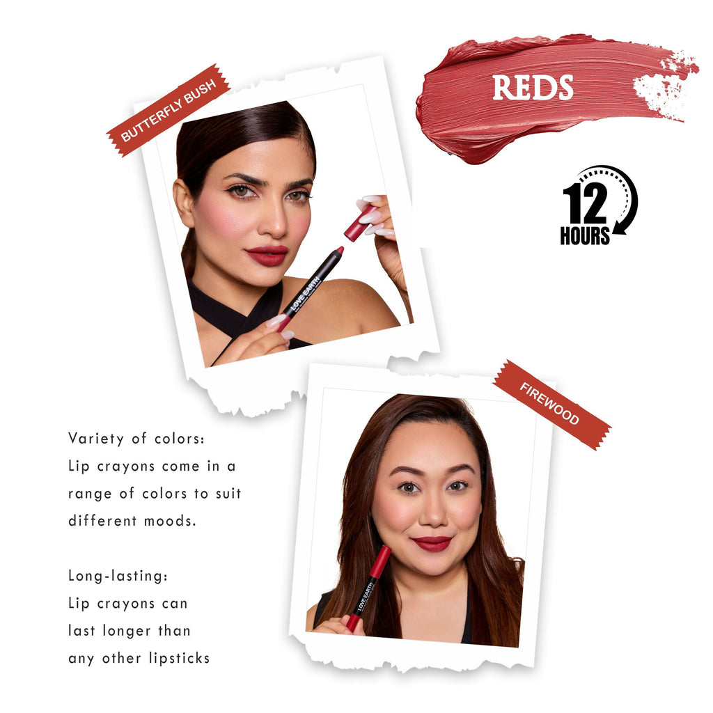 Love Earth Lip Crayon Non-Transfer Lipstick - Reds