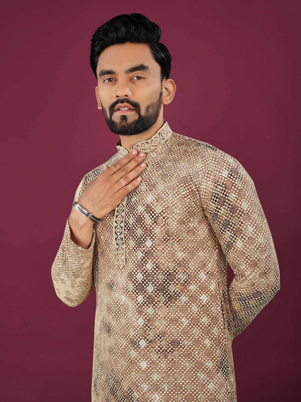 Anaita Cream Chikankari Work Viscose Rayon Straight Kurta