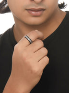 NVR Men's Black Metal Ring