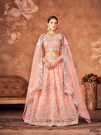 Wedding Designer Pink Organza lehengha Choli - Anbazaar - Distacart