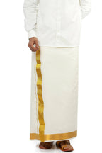 Ramraj Cotton Mens Cotton 1 1/2 " Gold Jari Dhoti - Kora