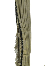 Olive Green And Black Ruffled With Blouse Ready To Wear Saree