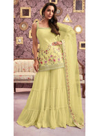 Vastranavya Malaika Arora Cream Georgette Embroidered Sequins Palazzo Suit