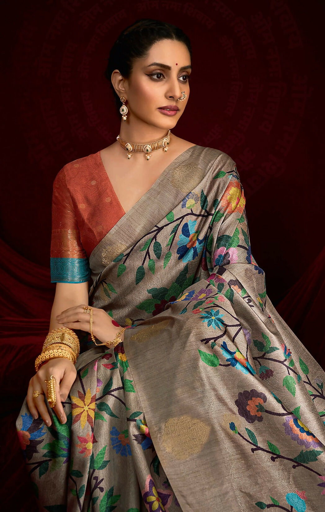 Joban Fashion Multi Color Soft Silk Weaving Fabric With Digital Jamdani Print With Jacquard Rich Pallu & Blouse With Spring Tassels - Distacart