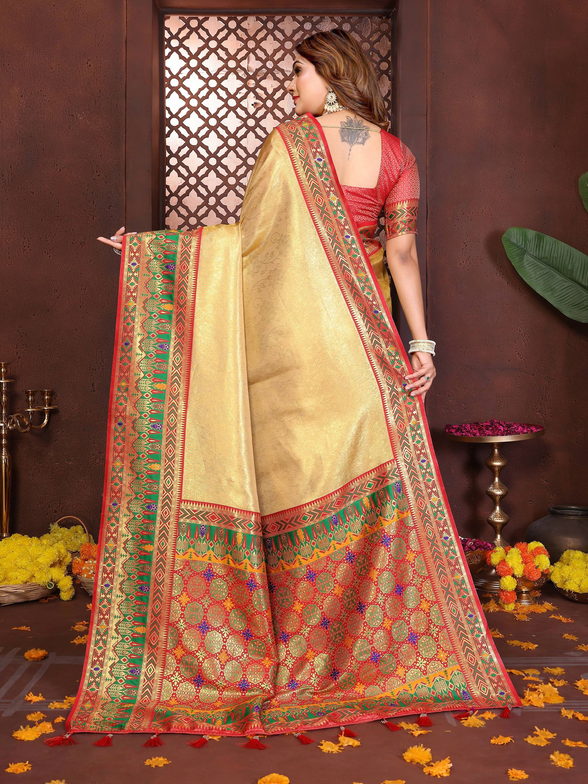 Aastha Fashion Gold Tissue Silk Weaving Saree - Distacart