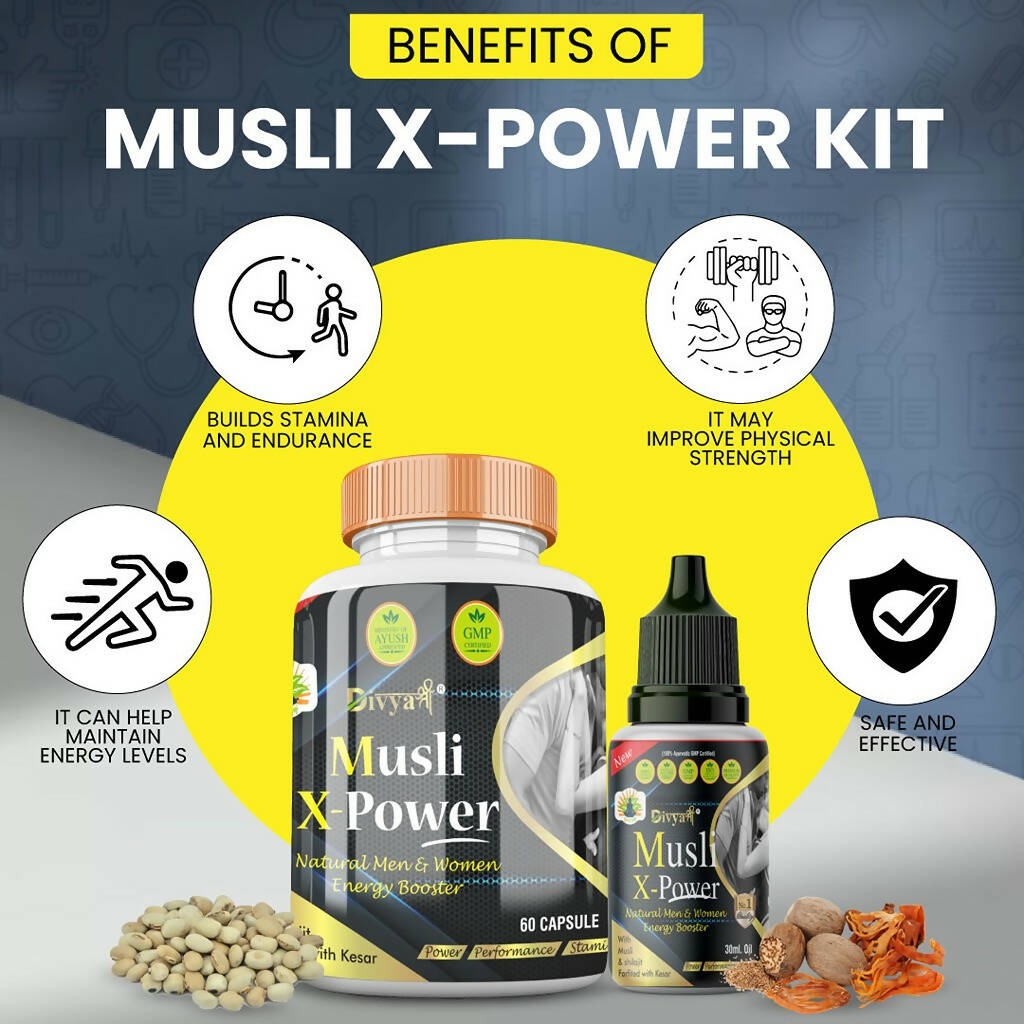 Divya Shree Musli X-Powder Capsule & Musli X-Power Oil Combo - Distacart