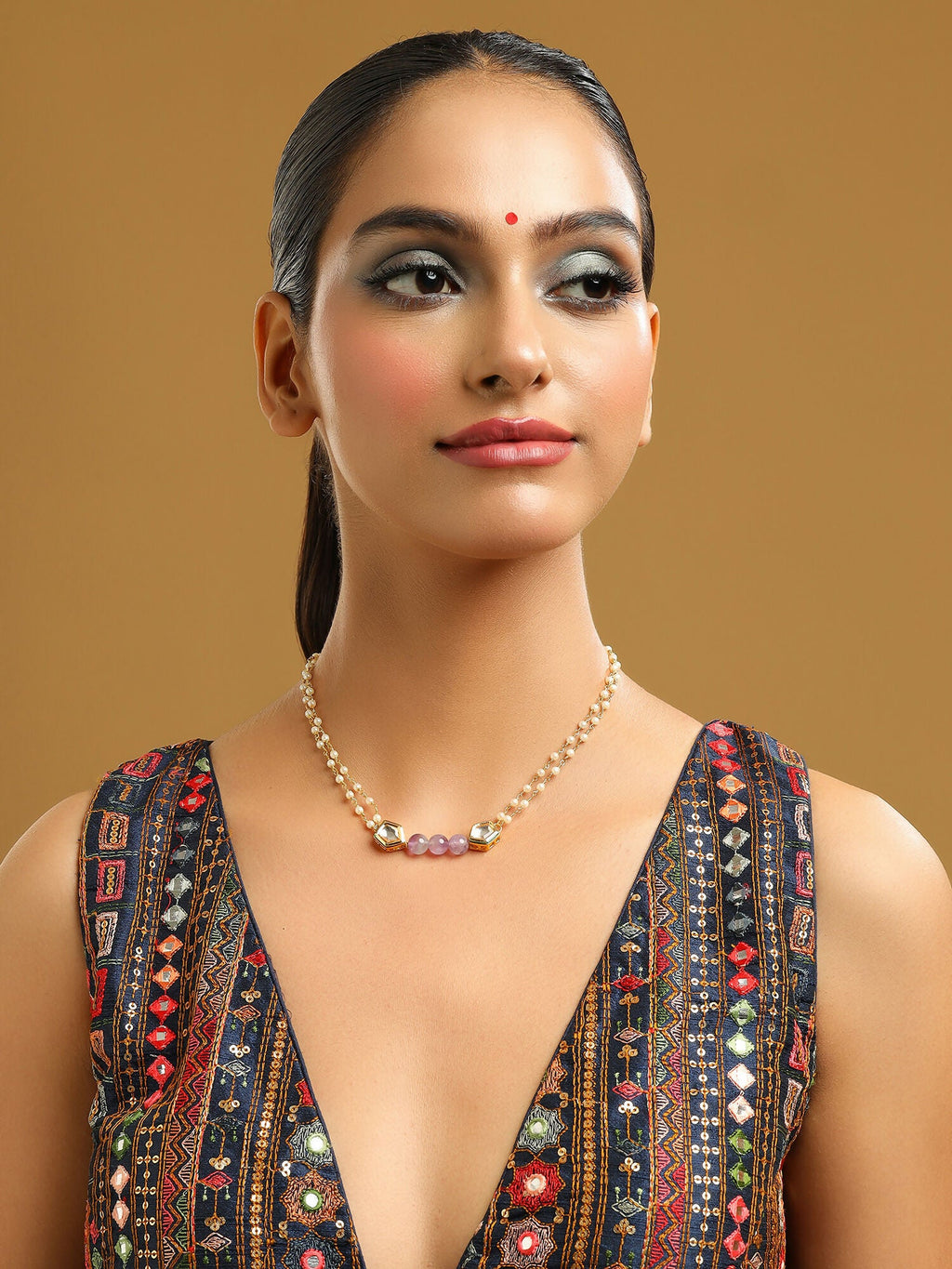 Ruby Raang Purple Amethyst Kundan Necklace
