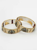 NVR Women's Set of 2 Gold-Plated Peacock Design Meenakari Handcrafted Bangles - Distacart