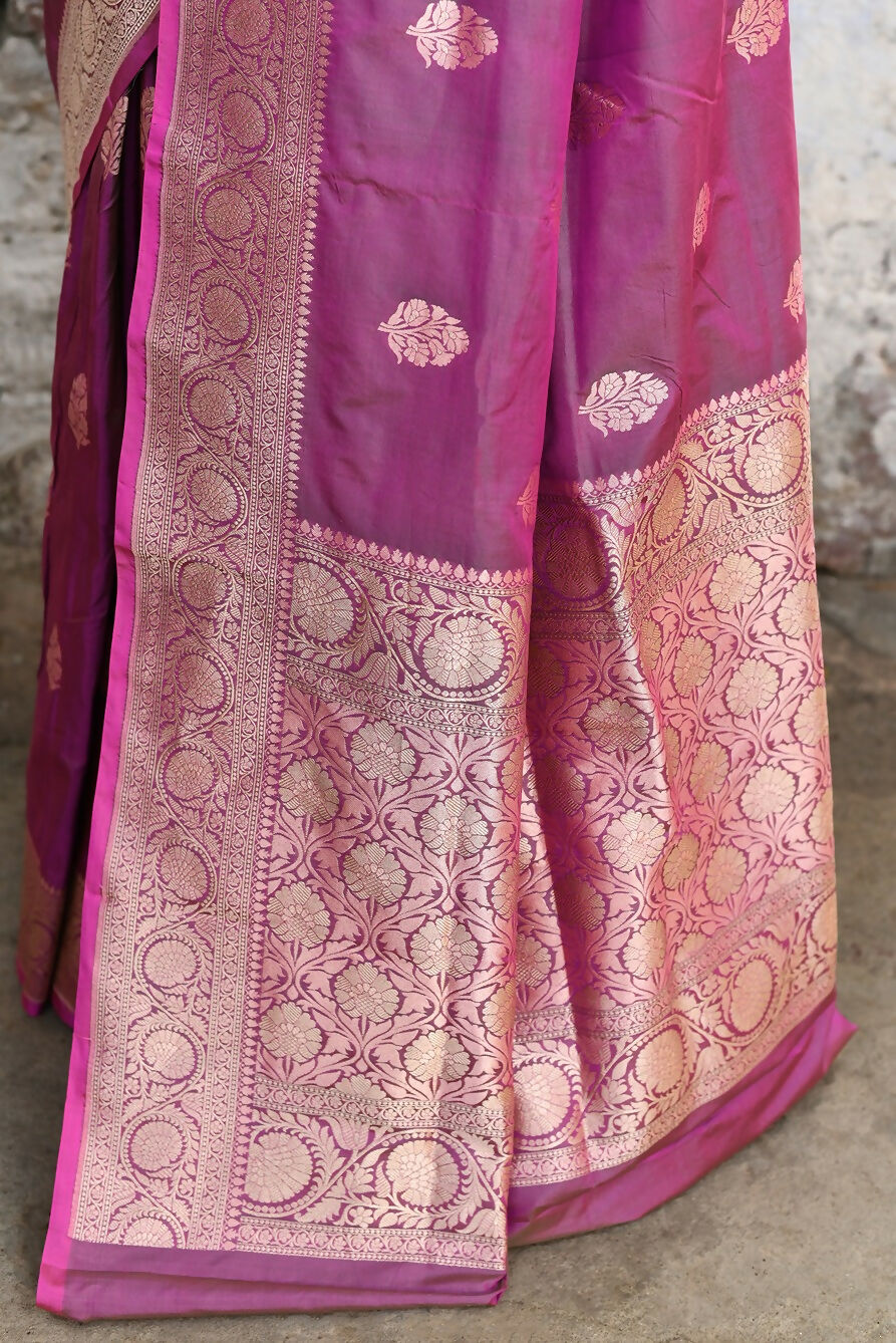 Joban Fashion Magenta Pure Katan Pure Handloom Banarasi Silk Saree