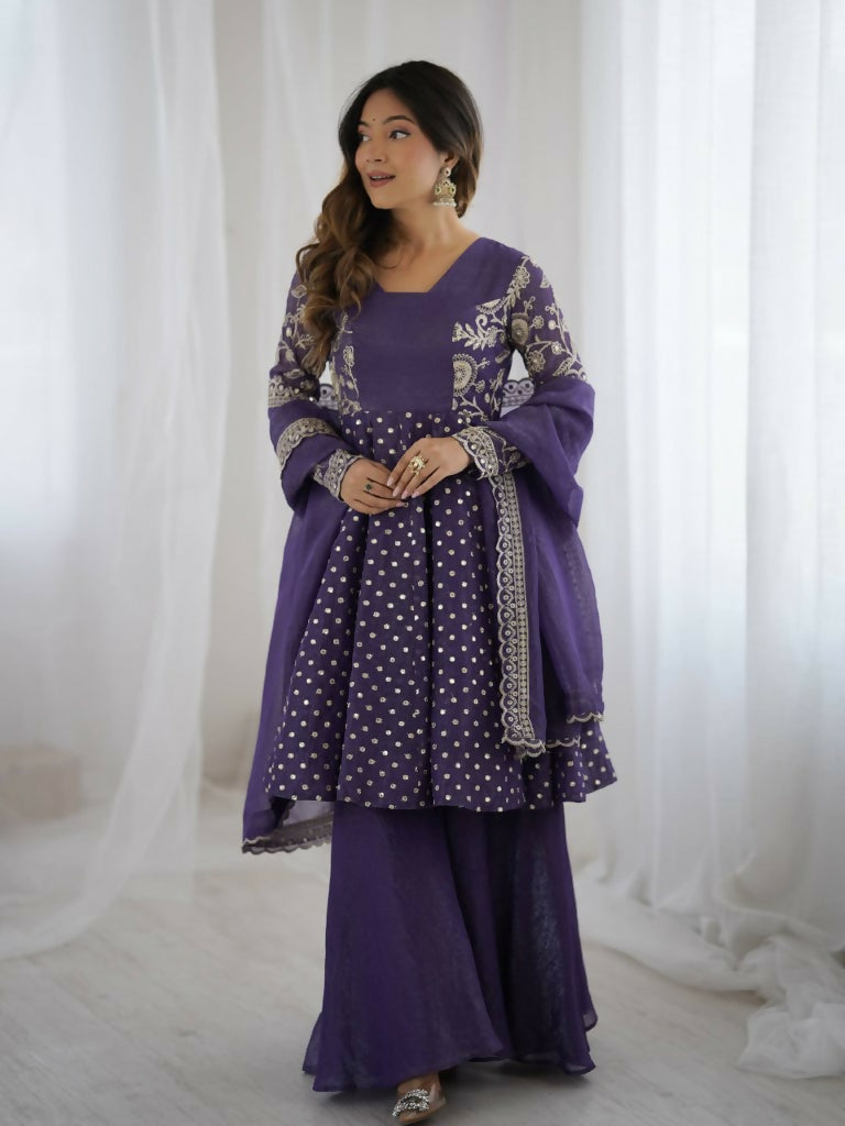 Teeya Creation Lavender Color Embroidery Work Wedding Wear Salwar Suit - Distacart