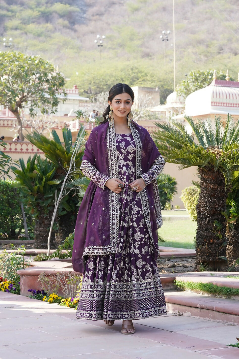 Joban Fashion Wine Viscose Jacquard Sequence Embroidery Work Kurta Set - Distacart