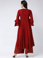 Cheera Maroon A-Line kurta With Palazzo Pant Set (CH129KP)