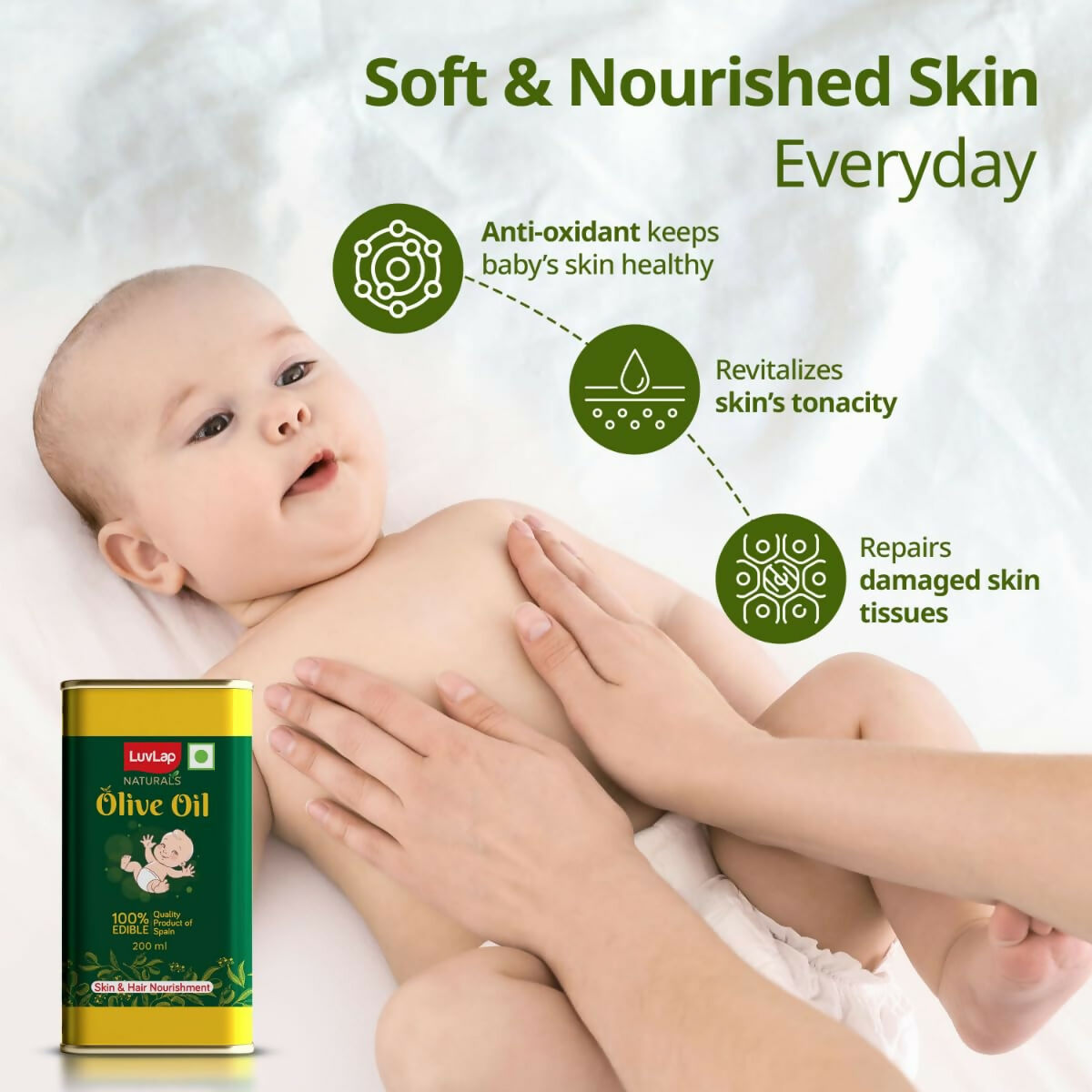LuvLap Naturals Baby Body Massage Olive Oil for New Born