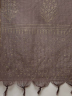 Yufta Women Brown Printed Panelled Beads and Stones Pure Cotton Kurta with Trouser & With Dupatta