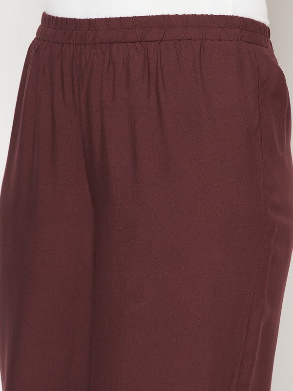 Aniyah Rayon Flared Slip-On Coffee Color Palazzo
