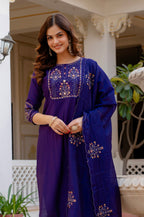 Pramukh Fab Violet Color Viscose Mango Silk Kurta Set - Distacart