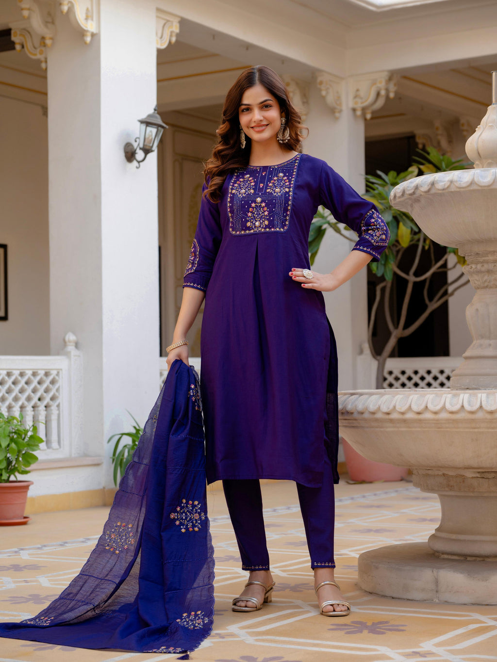 Pramukh Fab Violet Color Viscose Mango Silk Kurta Set - Distacart