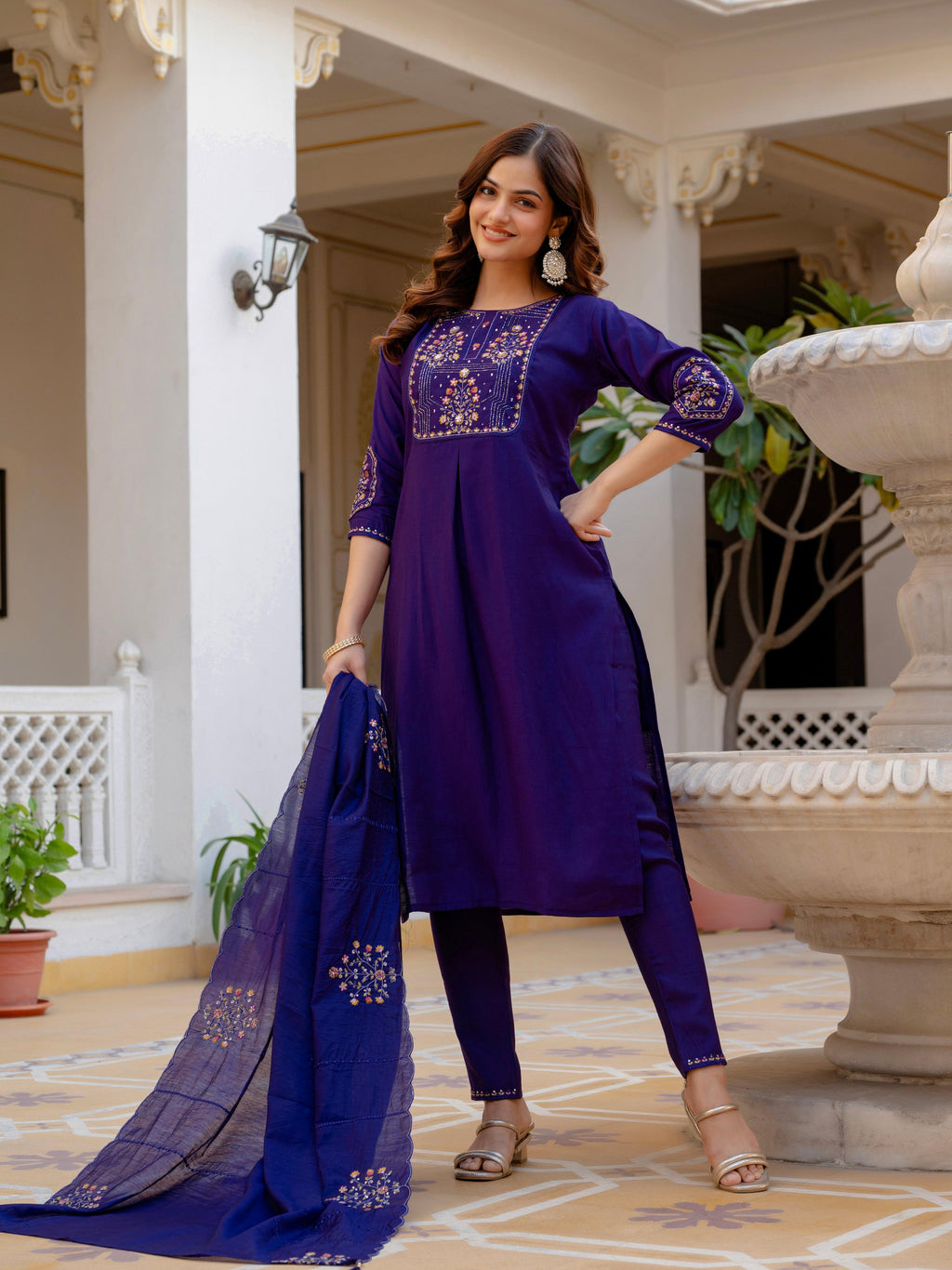 Pramukh Fab Violet Color Viscose Mango Silk Kurta Set - Distacart