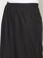 Aniyah Rayon Flared Slip-On Black Palazzo