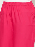 Aniyah Fuchsia Color Rayon Flared Slip-On Palazzo