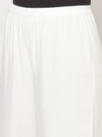 Aniyah Rayon Flared Slip-On White Palazzo