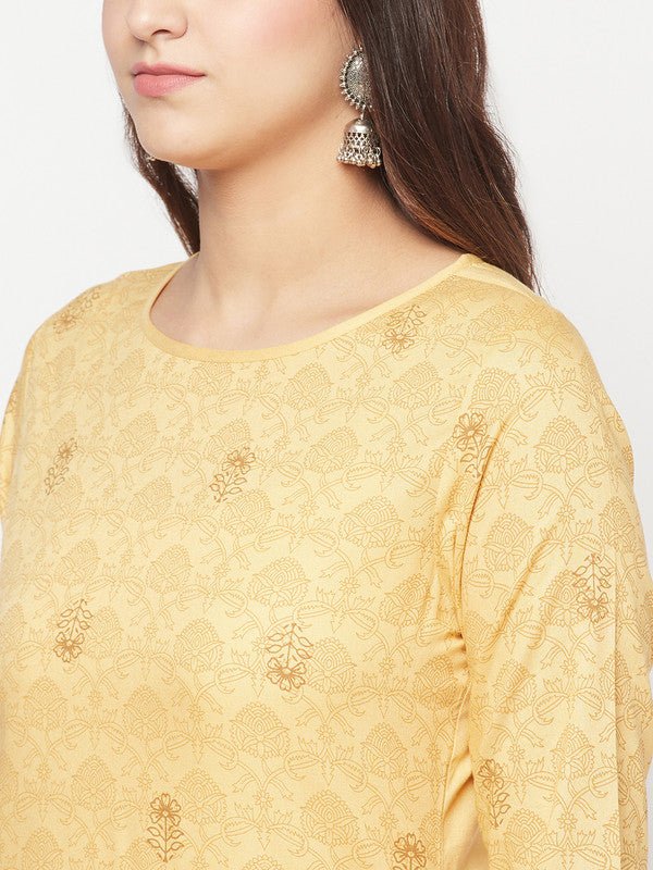 Aniyah Rayon Digital Screen Printed Golden Beige Straight Kurta