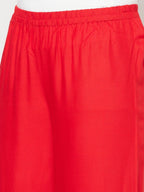 Aniyah Rayon Flared Slip-On Red Palazzo
