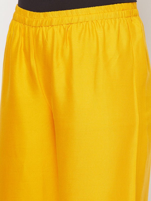 Aniyah Mustard Color Rayon Flared Slip-On Palazzo