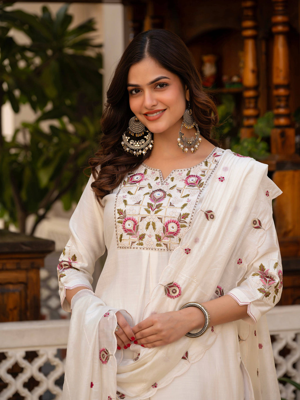 Pramukh Fab White Color Viscose Mango Silk Kurta Set - Distacart