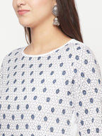 Aniyah Rayon Digital Screen Print White Straight Kurta