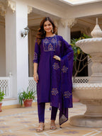 Pramukh Fab Violet Color Viscose Mango Silk Kurta Set - Distacart