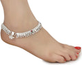 AanyaCentric Silver Plated White Metal Payal Indian Traditional Ethnic Fashion Imitation Jewellery Foot Chain