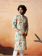 Classic Forest Print Silk Kurta by Hilo Design