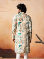 Classic Forest Print Silk Kurta by Hilo Design