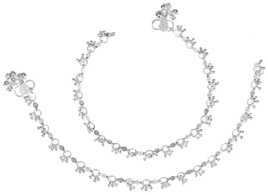 AanyaCentric Silver Plated Traditional Anklets Payal - Classic and Stylish for Women and Girls - Distacart