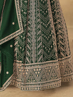Monjolika Fashion Faux Georgette Embroidered Dark Green Engagement Wear Anarkali Suit - Distacart