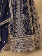 Monjolika Fashion Faux Georgette Embroidered Navy Blue Engagement Wear Anarkali Suit - Distacart