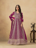 Monjolika Fashion Faux Georgette Embroidered Rani Pink Engagement Wear Anarkali Suit - Distacart