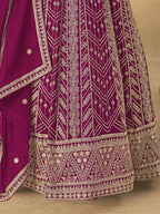 Monjolika Fashion Faux Georgette Embroidered Rani Pink Engagement Wear Anarkali Suit - Distacart