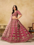 Monjolika Fashion Rani Pink Color Zari Embroidered Work Art Silk A Line Lehenga Choli - Distacart
