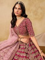 Monjolika Fashion Rani Pink Color Zari Embroidered Work Art Silk A Line Lehenga Choli - Distacart