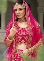 Monjolika Fashion Rani Pink Butterfly Net Embroidered Work Stunning Lehenga For Wedding Season - Distacart