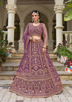 Monjolika Fashion Purple Butterfly Net Embroidered Work Stunning Lehenga For Wedding Season - Distacart