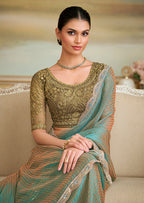 Monjolika Fashion Multicolor Blossom Georgette Embroidered Border Party Trendy Saree - Distacart