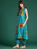 Indo Era Floral Printed Pure Cotton Kurta with Trousers - Distacart