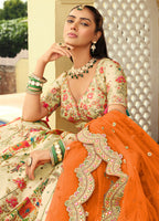 Monjolika Fashion Readymade Lehenga Choli Heavy Work Embroidered Silk In Cream - Distacart