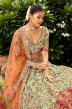 Monjolika Fashion Readymade Lehenga Choli Heavy Work Embroidered Silk In Pastel Green